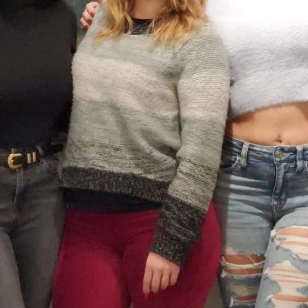 Grey gradient stripped sweater